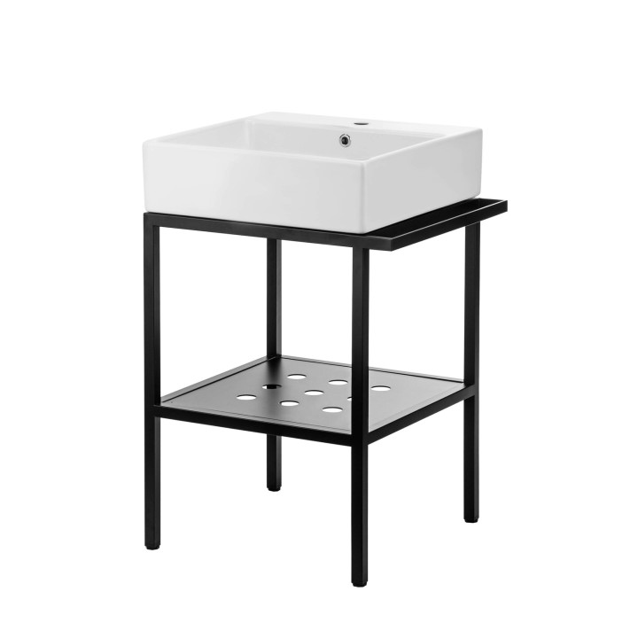 Konsola łazienkowa stojąca z umywalką - 66.5x50 cm nero biały CDTS6U6S