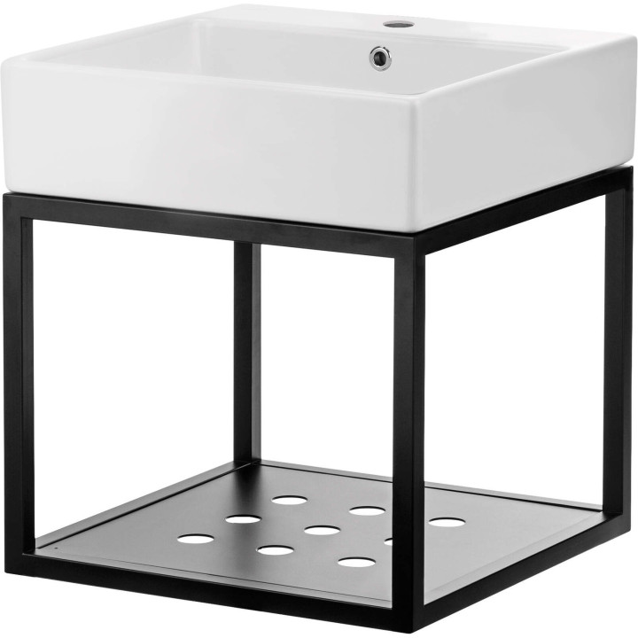 Konsola łazienkowa wisząca z umywalką - 50x50 cm nero biały CDTW6U5S