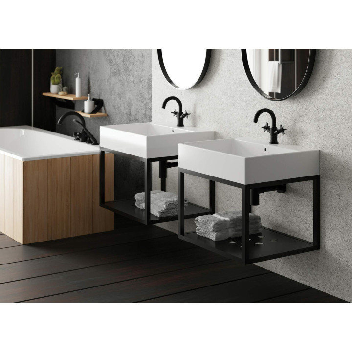 Konsola łazienkowa wisząca z umywalką - 50x50 cm nero biały CDTW6U5S