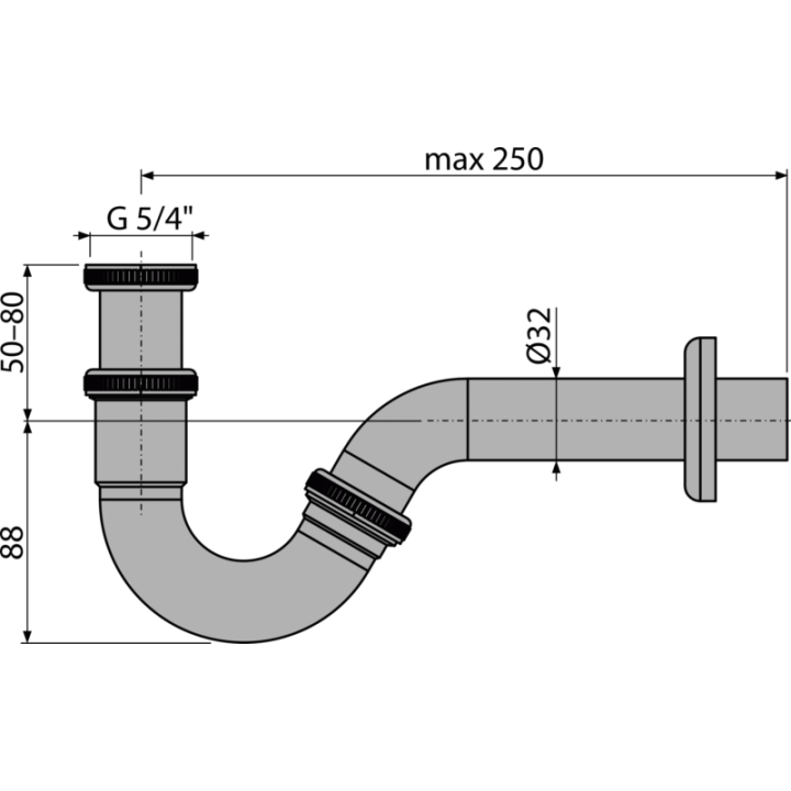 Syfon do bidetu DN32 metal