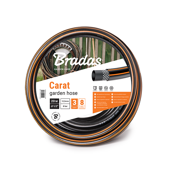 Wąż ogrodowy CARAT 1/2" - 50m / regał