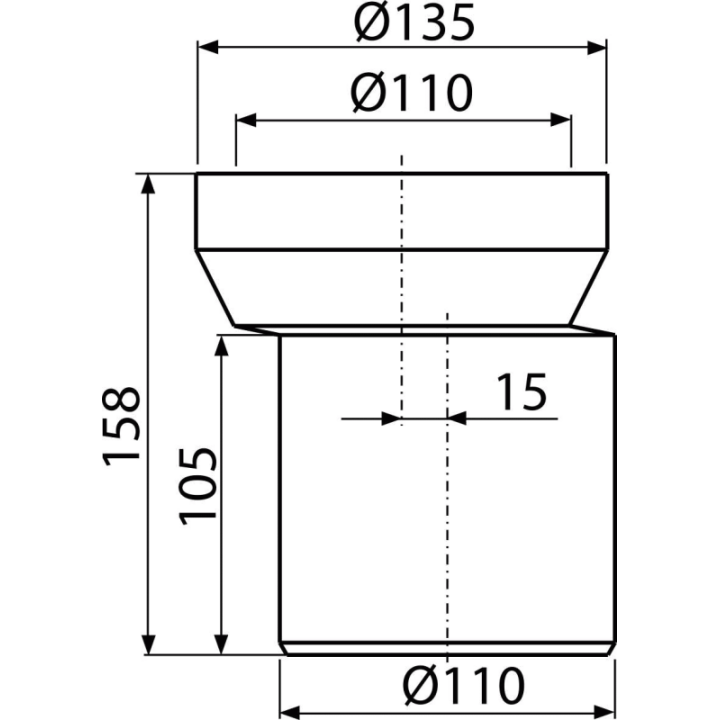 Przyłącze WC - króciec mimośrodowy 158 mm