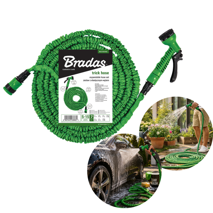 Zestaw ogrodowy TRICK HOSE 7m - 22m (zielony)