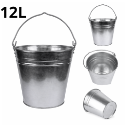 Wiadro ocynkowane 12L solidne metalowe mocne uniwersalne
