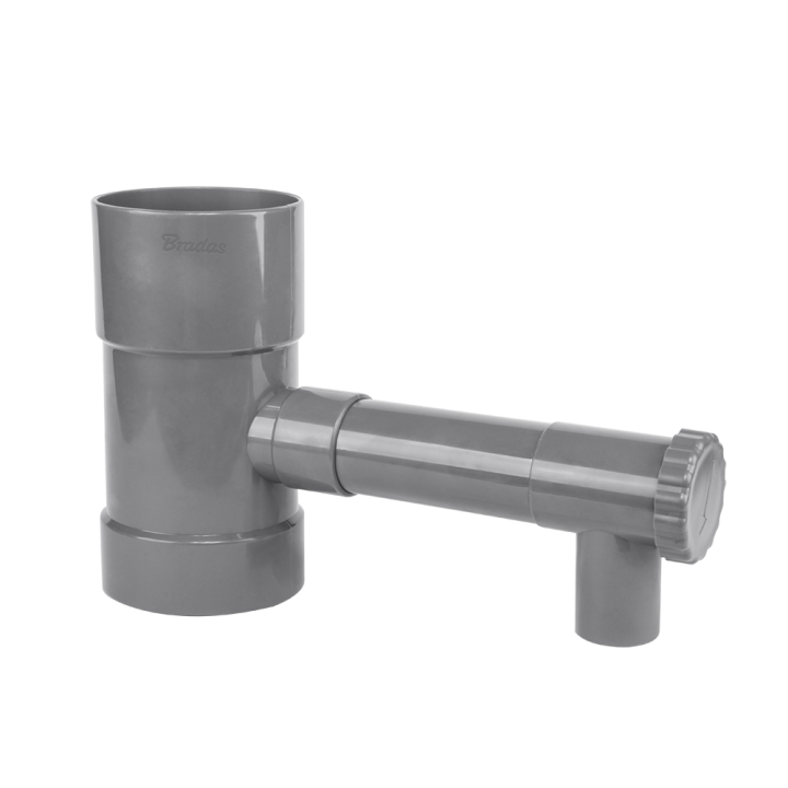 Zbieracz / łapacz wody deszczowej z zaworem - 90mm - SZARY