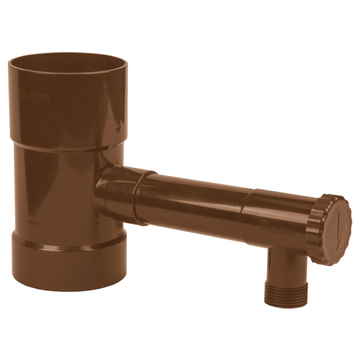 Zbieracz / łapacz wody deszczowej z zaworem - 100mm / GZ 1" - BRĄZOWY