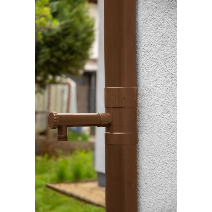 Zbieracz / łapacz wody deszczowej z zaworem - 100mm / GZ 1" - BRĄZOWY
