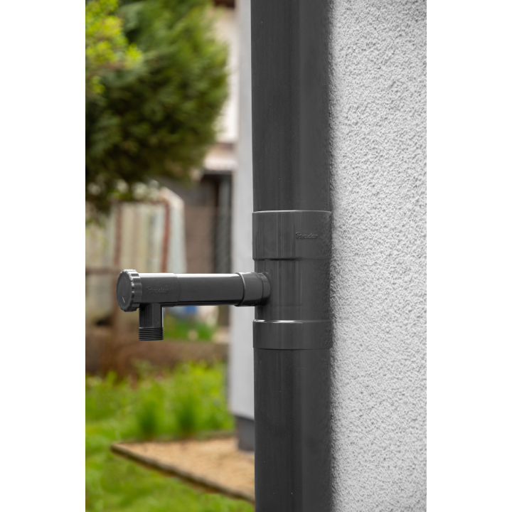 Zbieracz / łapacz wody deszczowej z zaworem - 100mm / GZ 1" - GRAFIT