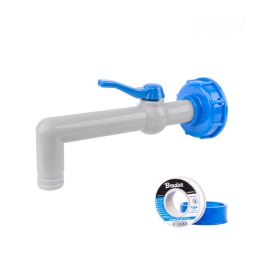Zestaw - Kran PP 90° z przyłączem IBCS60x6 na wąż 25mm z taśmą PTFE