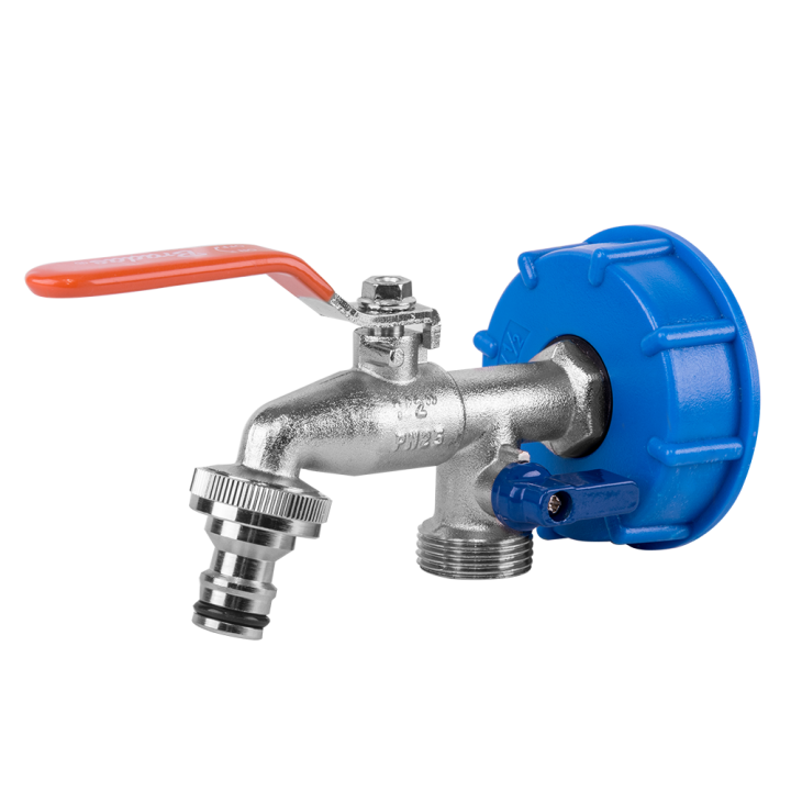 Zestaw - IBC nakrętka S60x6, kran z wyjściami na 2 x GZ 3/4" + 2 nyple