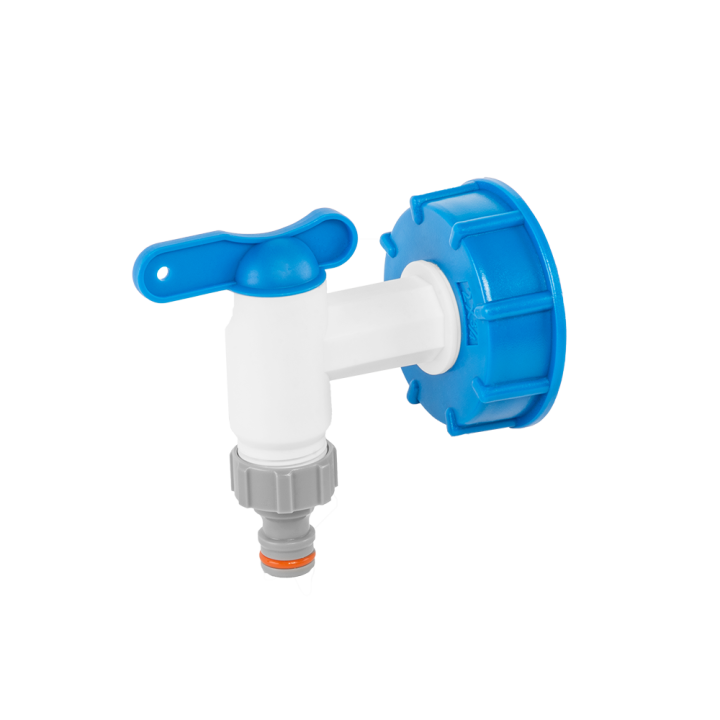 Zestaw IBC - nakrętka niebieska - S60x6 z kranikiem - 3/4" z wylotem 3/4"