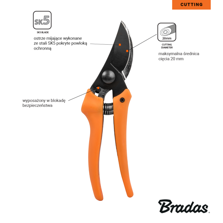 Sekator V-SERIES-D ostrze mijające, stal SK5
