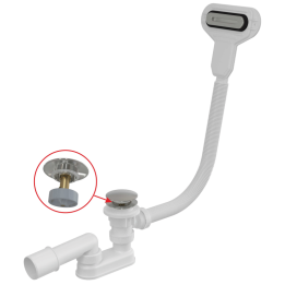 Syfon wannowy CLIK/CLAK z płaskim przelewem, chrom
