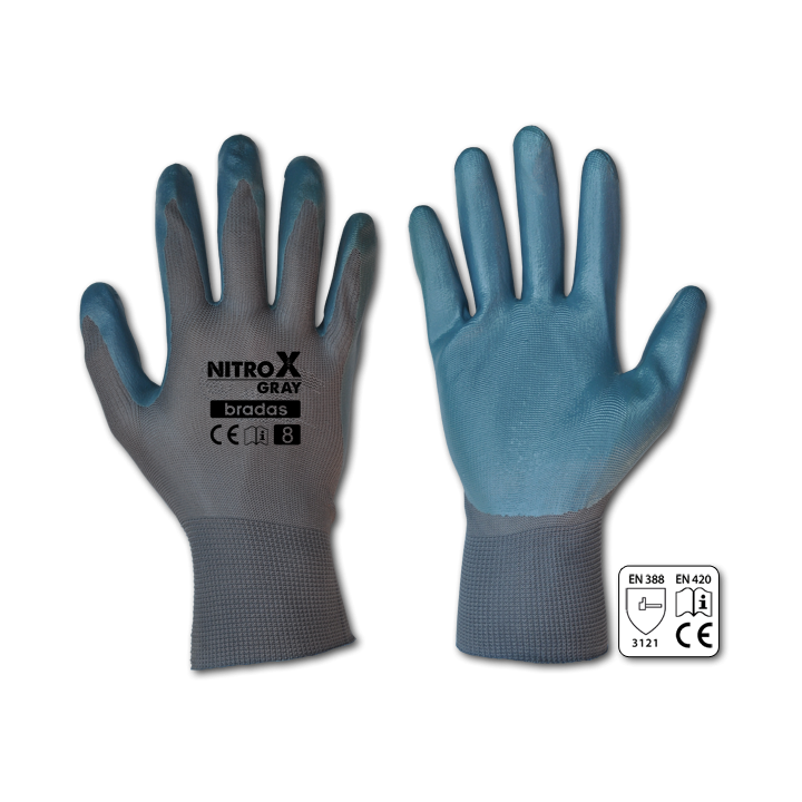 Rękawice ochronne NITROX GRAY nitryl, rozmiar 9,