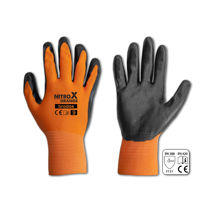 Rękawice ochronne NITROX ORANGE nitryl, rozmiar 9