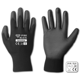 Rękawice ochronne PURE BLACK poliuretan, rozmiar 10, LUZ