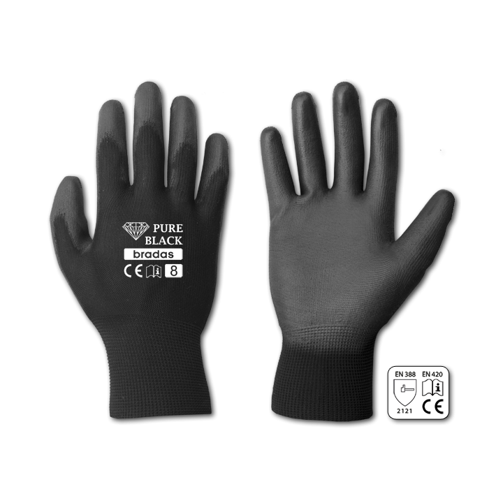 Rękawice ochronne PURE BLACK poliuretan, rozmiar 9