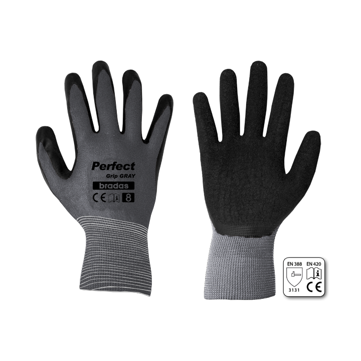 Rękawice ochronne PERFECT GRIP GRAY lateks, rozmiar 8