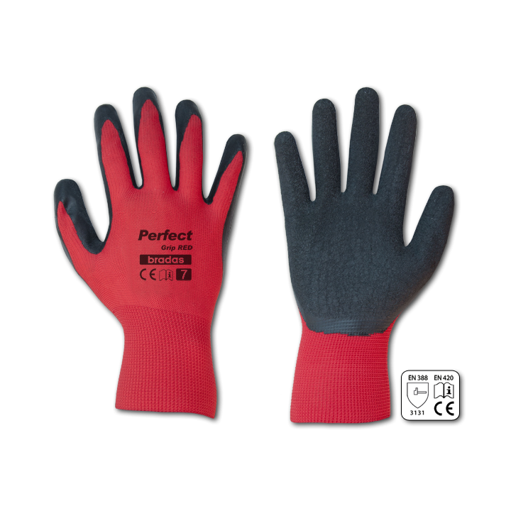 Rękawice ochronne PERFECT GRIP RED lateks, rozmiar 7