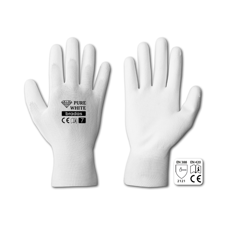 Rękawice ochronne PURE WHITE poliuretan, rozmiar 11