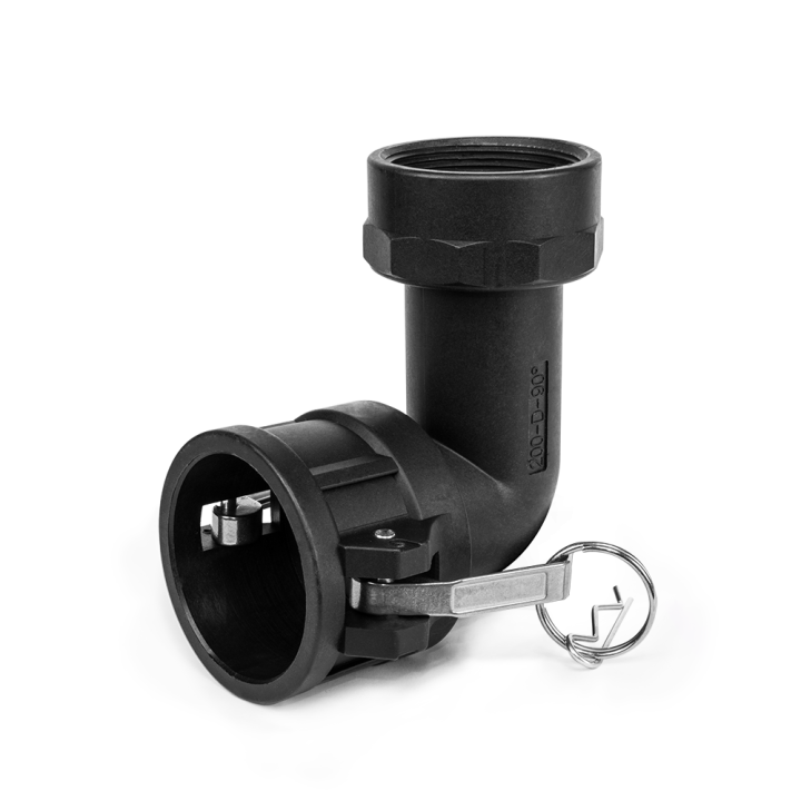 Camlock TYP D gniazdo z GW 2'',kolanko - PP