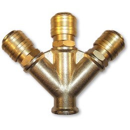 Trójnik GW 3/8" + 3 szybkozłącza