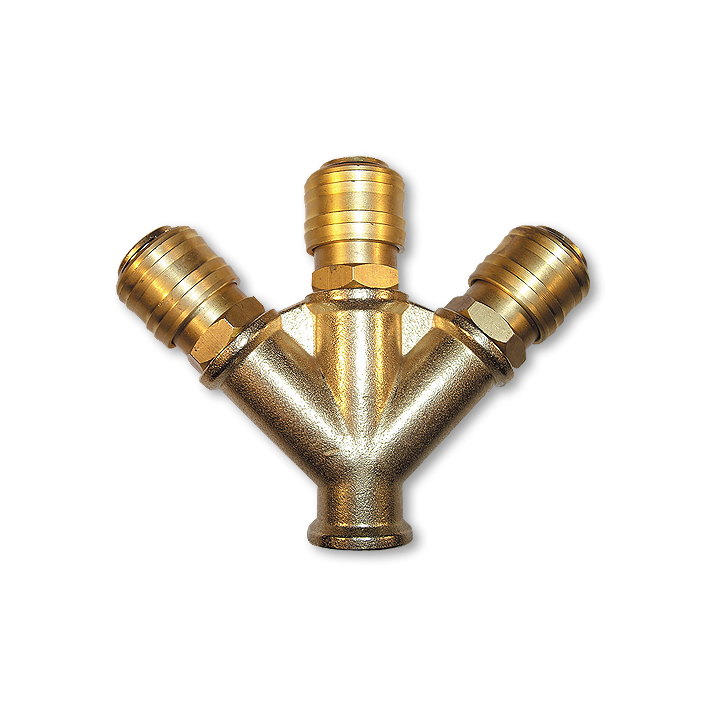 Trójnik GW 3/8" + 3 szybkozłącza
