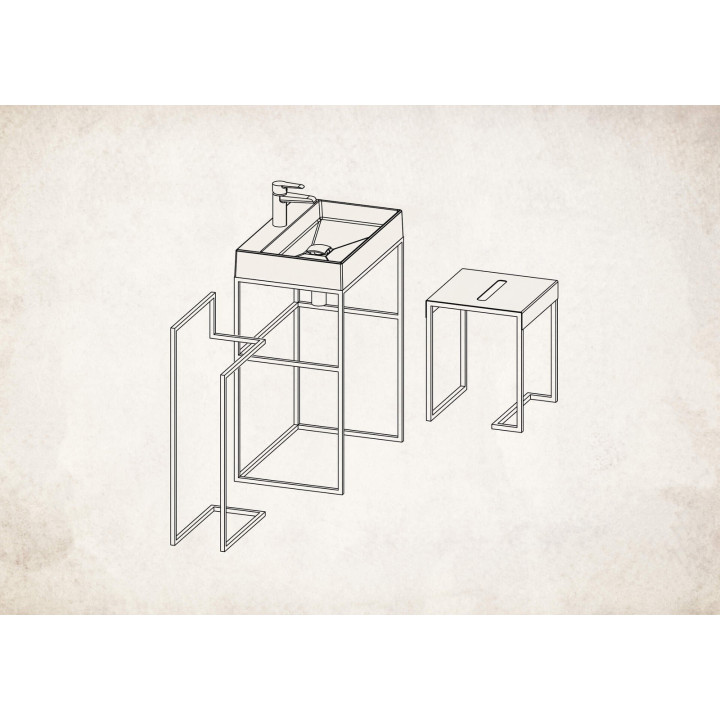 Taboret - stolik łazienkowy nero ADM N51T