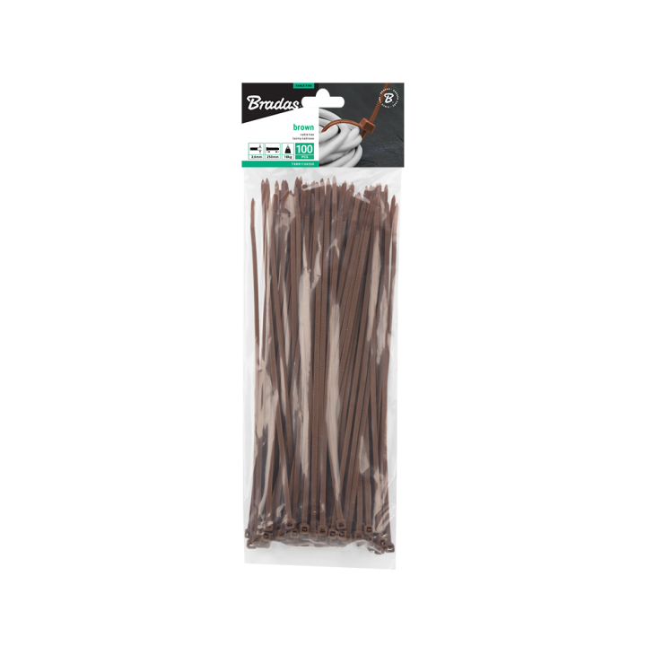 Taśma kablowa 3,6 x 250mm BROWN 100 szt.