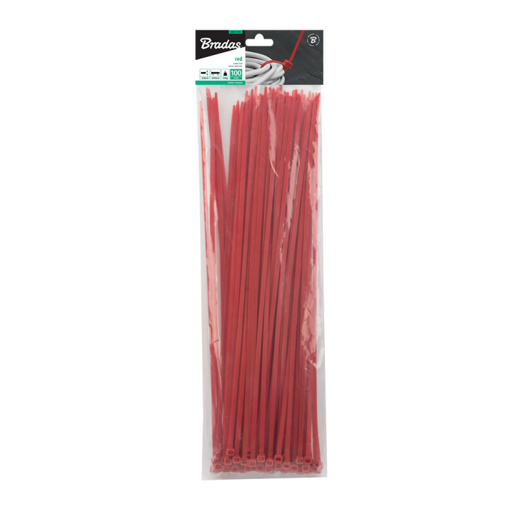 Taśma kablowa 4,8 x 300mm RED 100 szt.