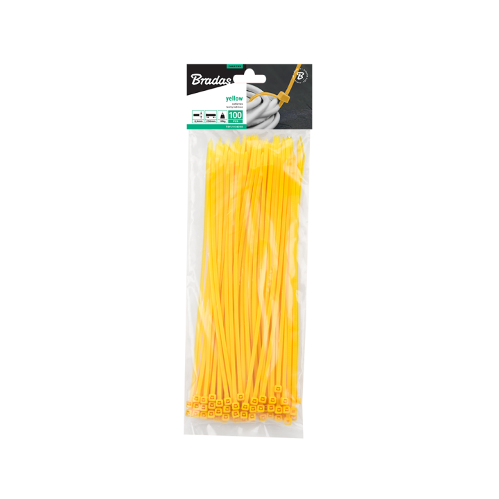 Taśma kablowa 3,6 x 250mm YELLOW 100 szt.