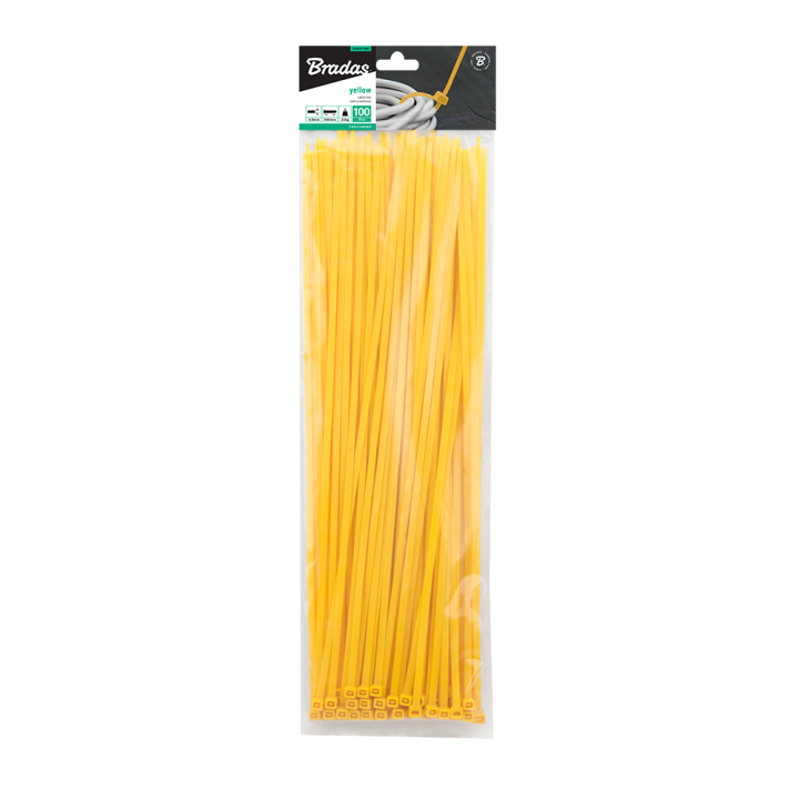 Taśma kablowa 4,8 x 300mm YELLOW 100 szt.
