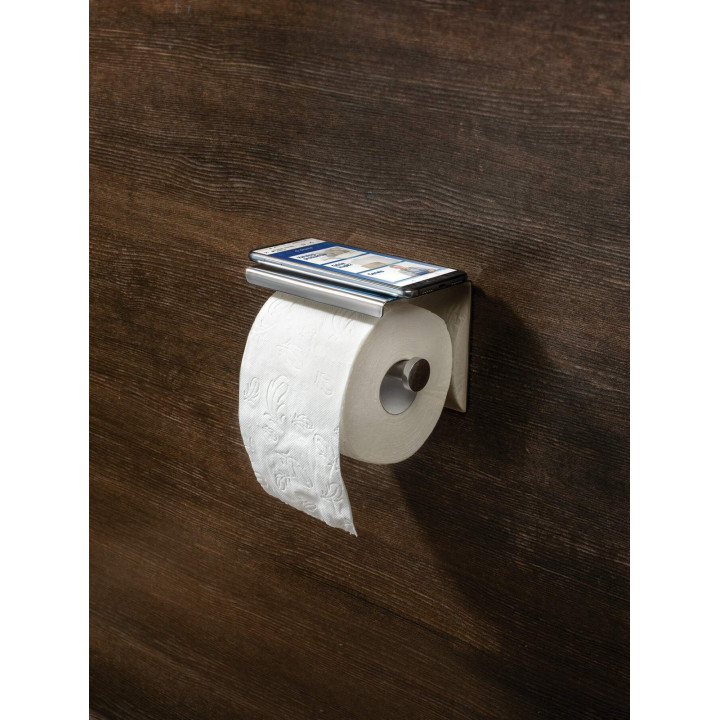 Uchwyt na papier toaletowy ścienny - z półką chrom ADR 0221