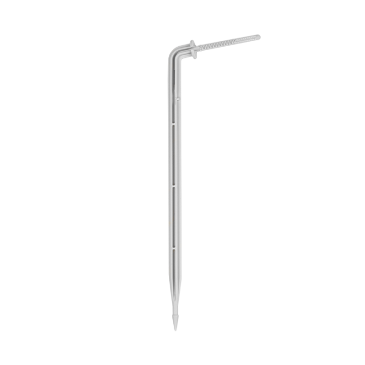 Długi kątowy kroplownik patykowy PREMIUM 2,2l/h, wtyk na wąż 3x5mm