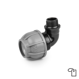 PN10 Kolanko do rur PE 25mm / GZ1" - metka