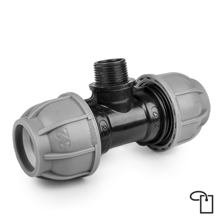 PN10 Trójnik do rur PE 25mm / GZ 1/2" - metka