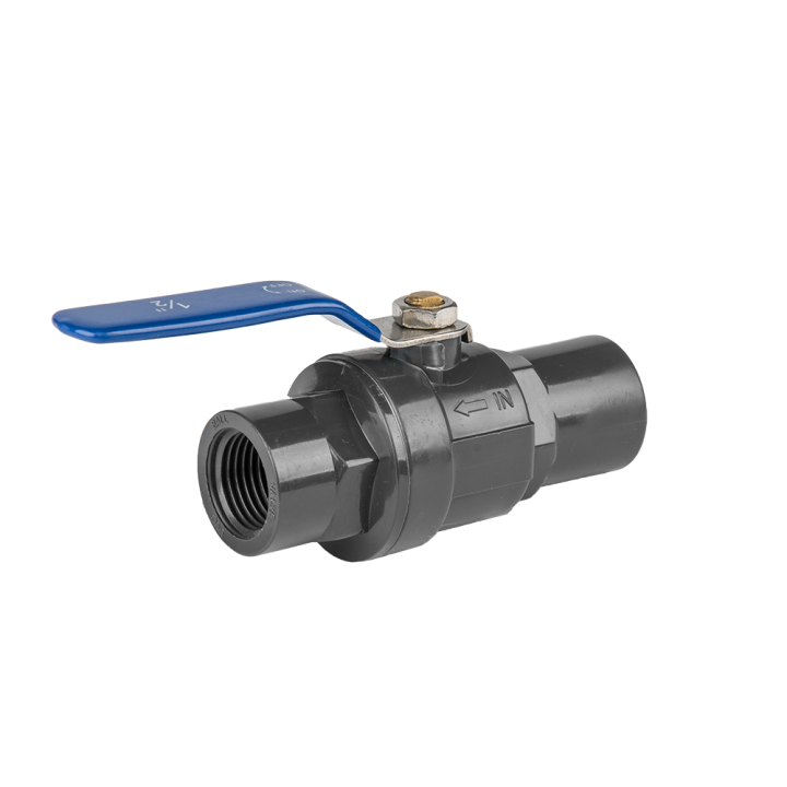 PN10 Zawór kulowy PVC, rączka SS - jednośrubunkowy / GW3/4" / GW3/4"