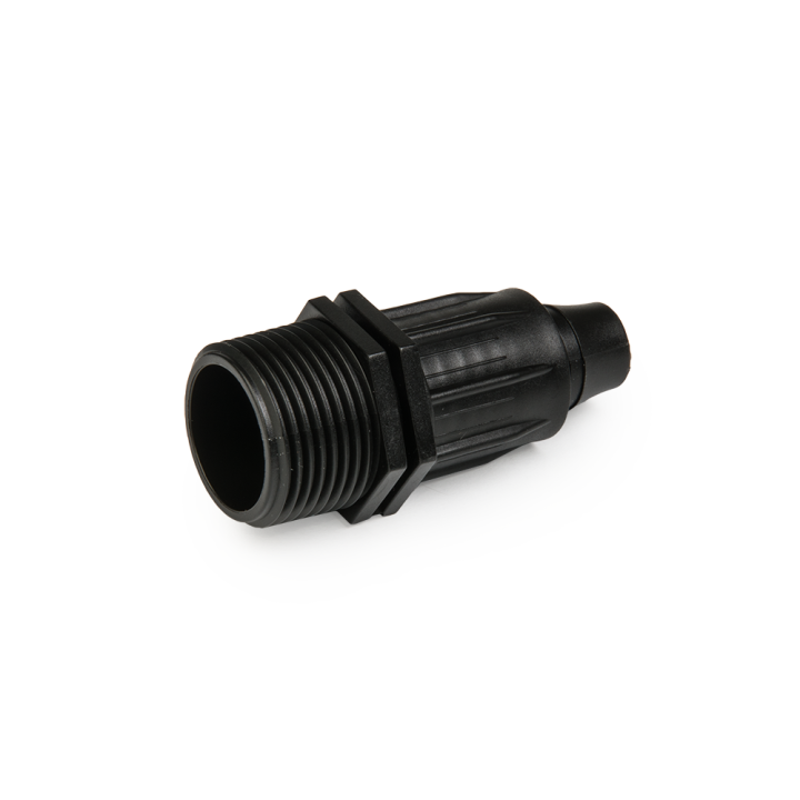 Łącznik QJ do rur kroplujących PE 16mm, gwint zewnętrzny 1/2"