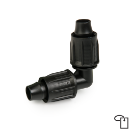 QJ Kolanko do rur PE 16mm - metka