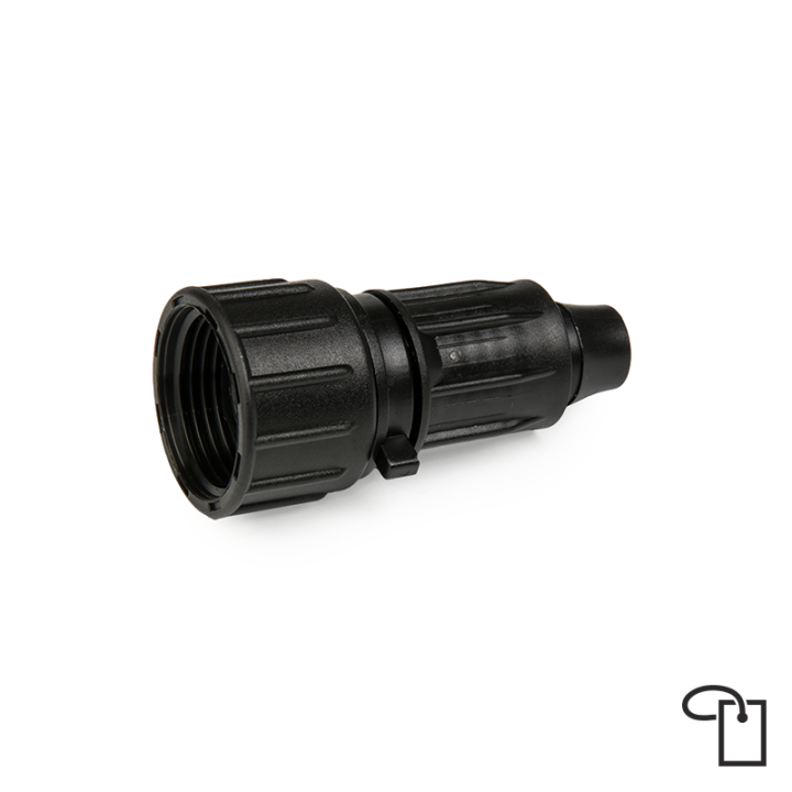 QJ łacznik do rur PE 16mm, gwint wewnętrzny 3/4" - metka