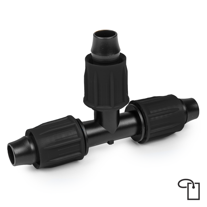 QJ Trójnik do rur kroplujących PE 16mm - metka