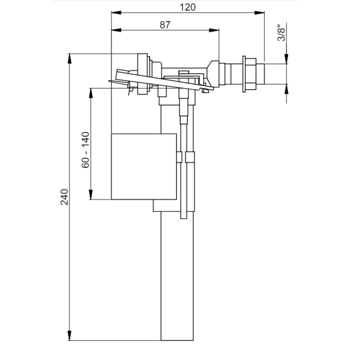 Zawór napełniający dolnopłuka TS 3/8"