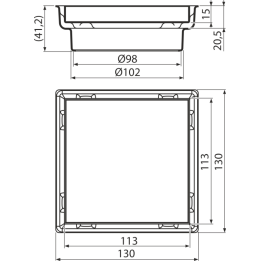 Gardziel nastawna kratki + Dwustronny ruszt 130×130 mm, stal nierdzewna
