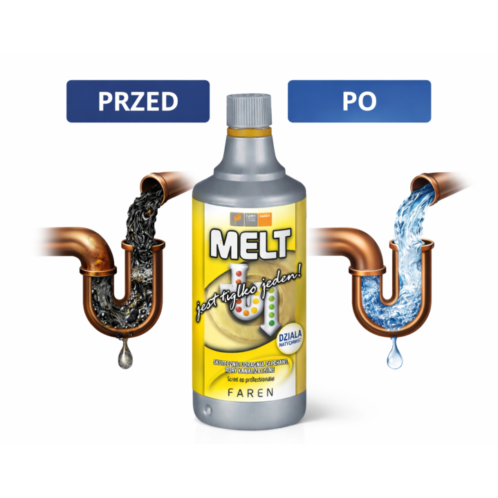 MELT DO RUR 0,75L PŁYN DO UDRAŻNIANIA RUR KANALIZACYJNYCH FAREN