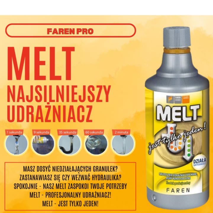 MELT DO RUR 0,75L PŁYN DO UDRAŻNIANIA RUR KANALIZACYJNYCH FAREN