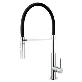 LIBRETTO BATERIA ZLEWOZMYWAKOWA Z ELASTYCZNĄ CZARNĄ WYLEWKĄ, CHROM