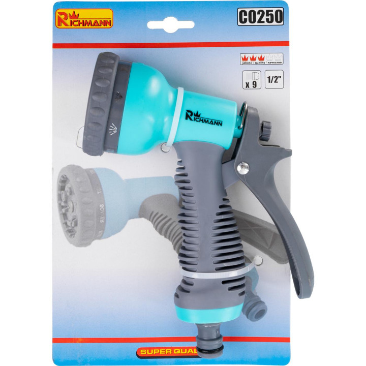 PISTOLET ZRASZAJĄCY 9 FUNKCJI 1/2' PLASTIK/GUMA