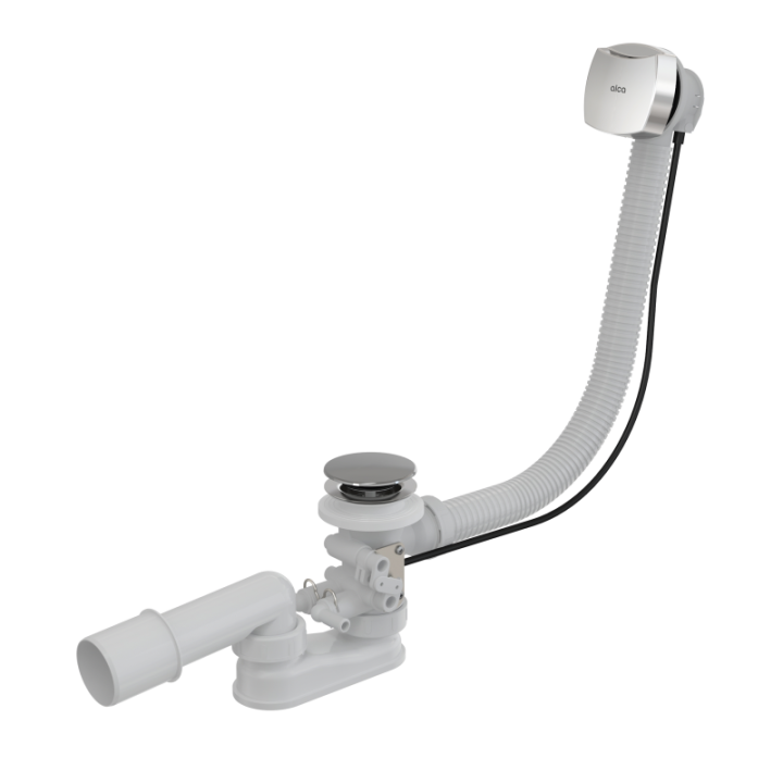 Syfon wannowy do wanien z hydromasażem, korek automatyczny, chrom