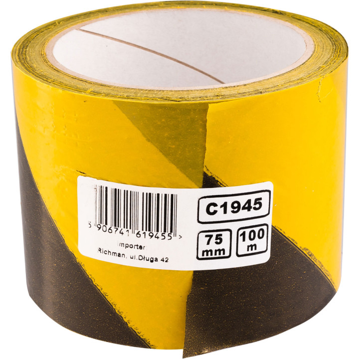 TAŚMA OSTRZEGAWCZA 100M/75MM ŻÓŁTO-CZARNA
