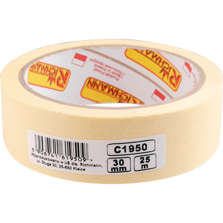 Taśma maskująca papierowa malarska 30 mm x 25 m żółta